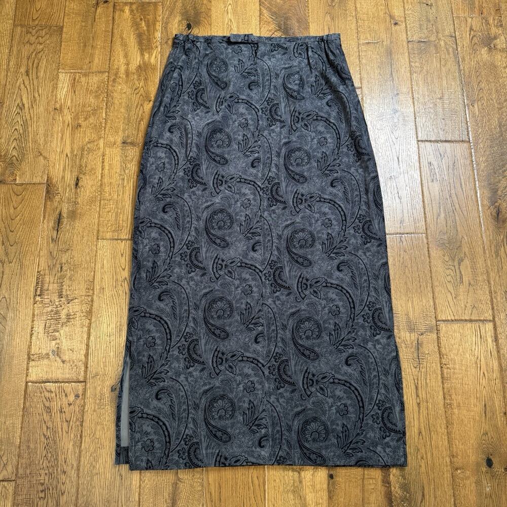 Bonnie Boynton Women's Suit Skirt Size L/XL Grey Black Paisley Print Vintage - Picture 6 of 14